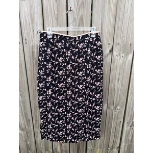 Floral Sporty Chic N21 Midi Skirt 40 Black Pink Striped Zipper Pencil Skirt